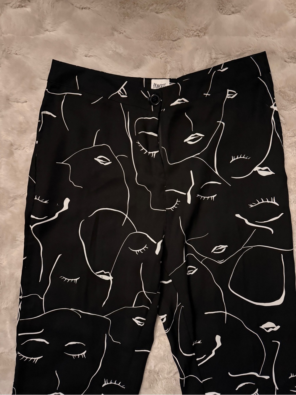 Princess Polly Black Pants with Face Design
